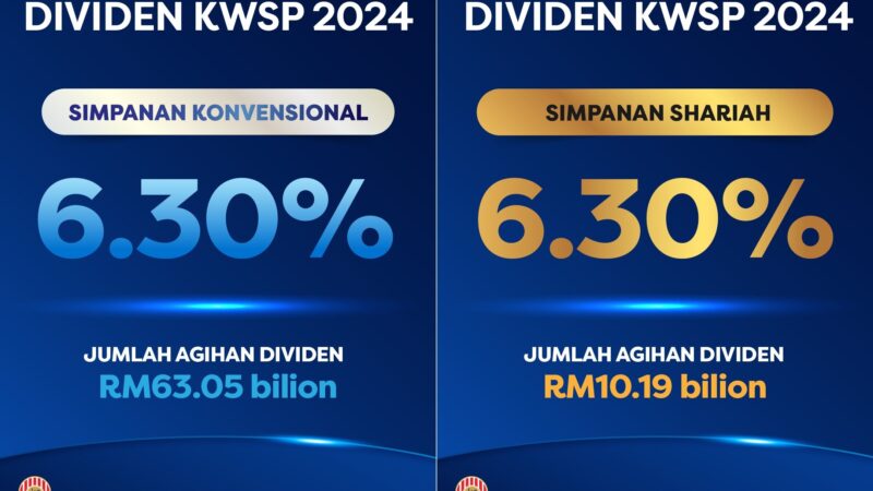 KWSP umum dividen 6.30% untuk Simpanan Konvensional dan Shariah pada 2024