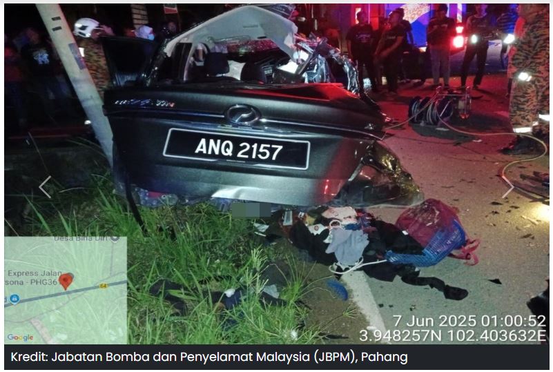 Tragedi menjelang Aidiladha: Lima dari satu keluarga maut dalam kemalangan Bezza-Alphard di Jerantut
