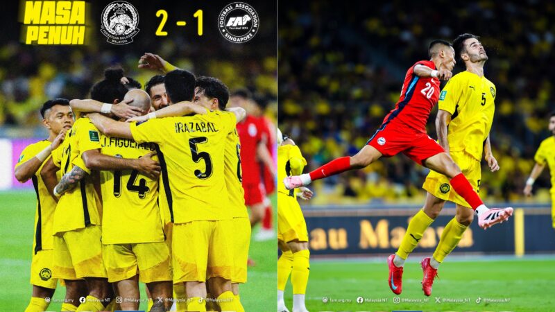 Harimau Malaya tumpaskan musuh tradisi, Singapura 2-1 di Bukit Jalil