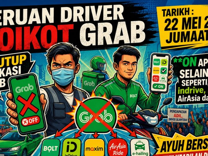 Pemandu e-hailing diseru boikot Grab Jumaat ini, tuntut kebajikan lebih baik