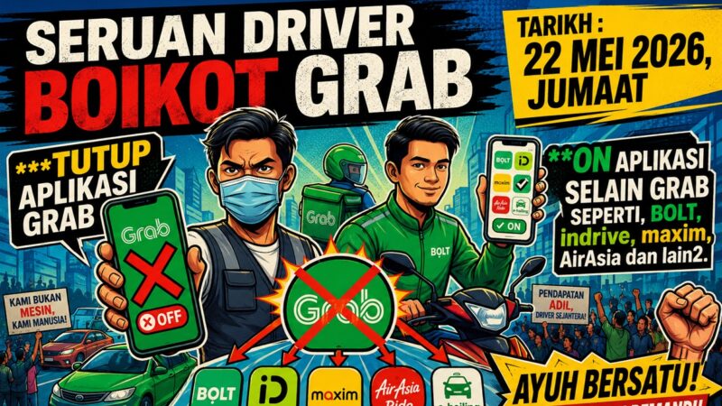 Pemandu e-hailing diseru boikot Grab Jumaat ini, tuntut kebajikan lebih baik
