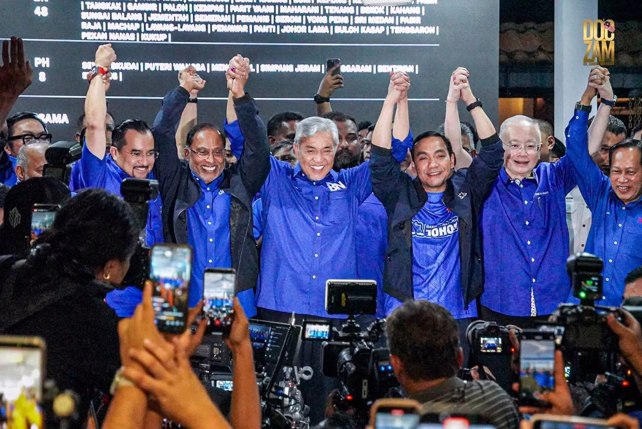 PRN Johor: BN rasmi menang 48 kerusi, PH 8 – parti lain tewas kerusi ditandingi