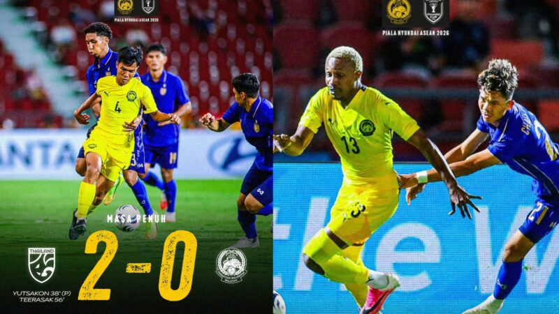 Harimau Malaya tewas 0-2 kepada Thailand, misi ke separuh akhir kini di hujung tanduk