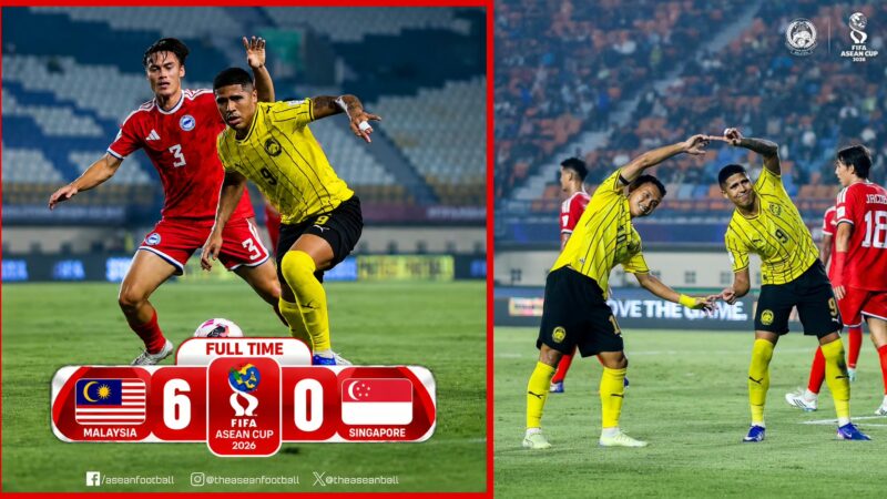 FIFA ASEAN Cup : Malaysia belasah Singapura 6-0 tetapi gagal ke final